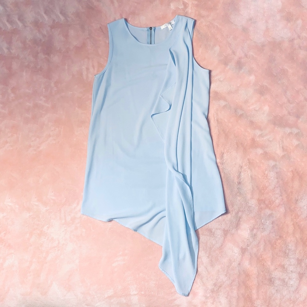 Baby blue Asymmetrical Drape Crepe Top - SMALL